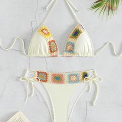 Swim Women Summer Beach Floral Print Halter Neck Bikini Set For Holiday