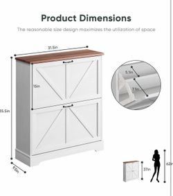 White Barn Door Shoe Storage Cabinet