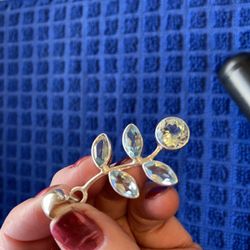 Sky Blue Topaz Pendant And Earrings Silver 