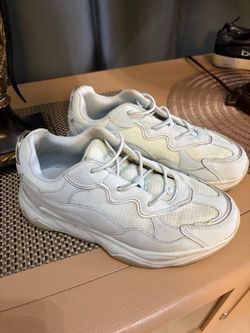 White Chunky Dad Sneakers with Iridescent Detail