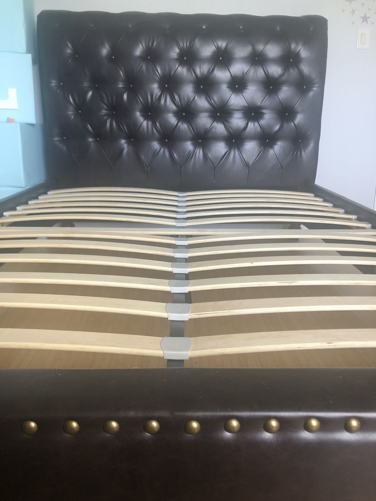 Bed frame with bed base without mattress