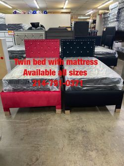 Twin bed with mattress