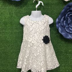 The Childrens Place White And Black Lace Floral Dress With Black Flower Size 3T