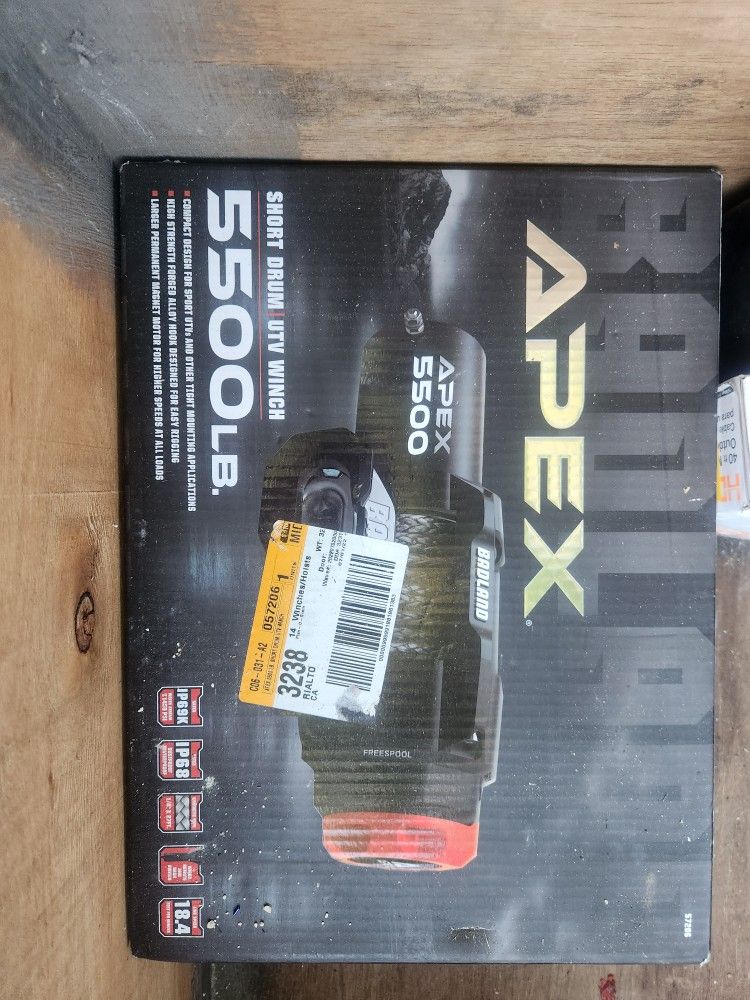 Badland Apex 5500 Lb. UTV Short Drum Winch, Synthetic Rope, 57206