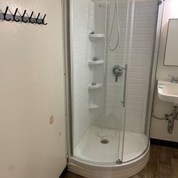 Walkin Shower Full Kit: Included Sliding Door And Back wall And Shower Head With Platform