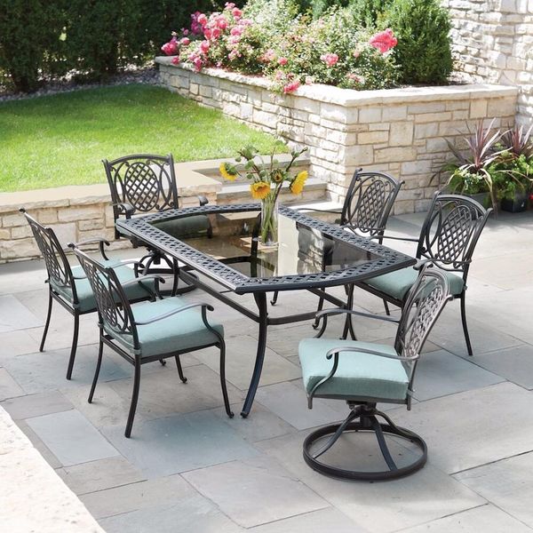 Hampton Bay Belcourt 7 Piece Metal Outdoor Dining Set With Spa Hampton Bay Belcourt 7 Piece Metal Outdoor Dining Set With Spa Cushions For In Burnsville Mn Offerup