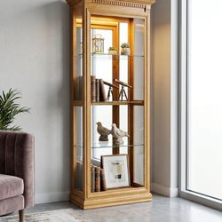 Oak Curio Light Up Display Cabinet 