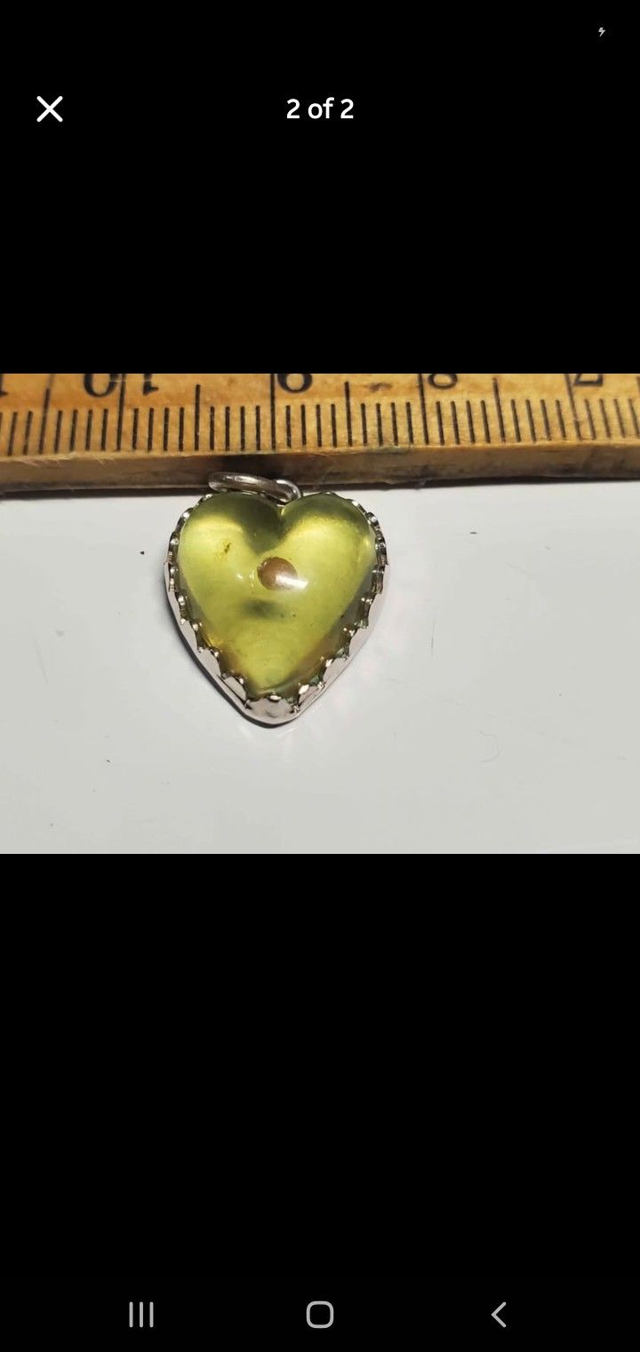 Small Matthew 17:20 Heart Pendent Unknown Gem, Sterling Silver 925