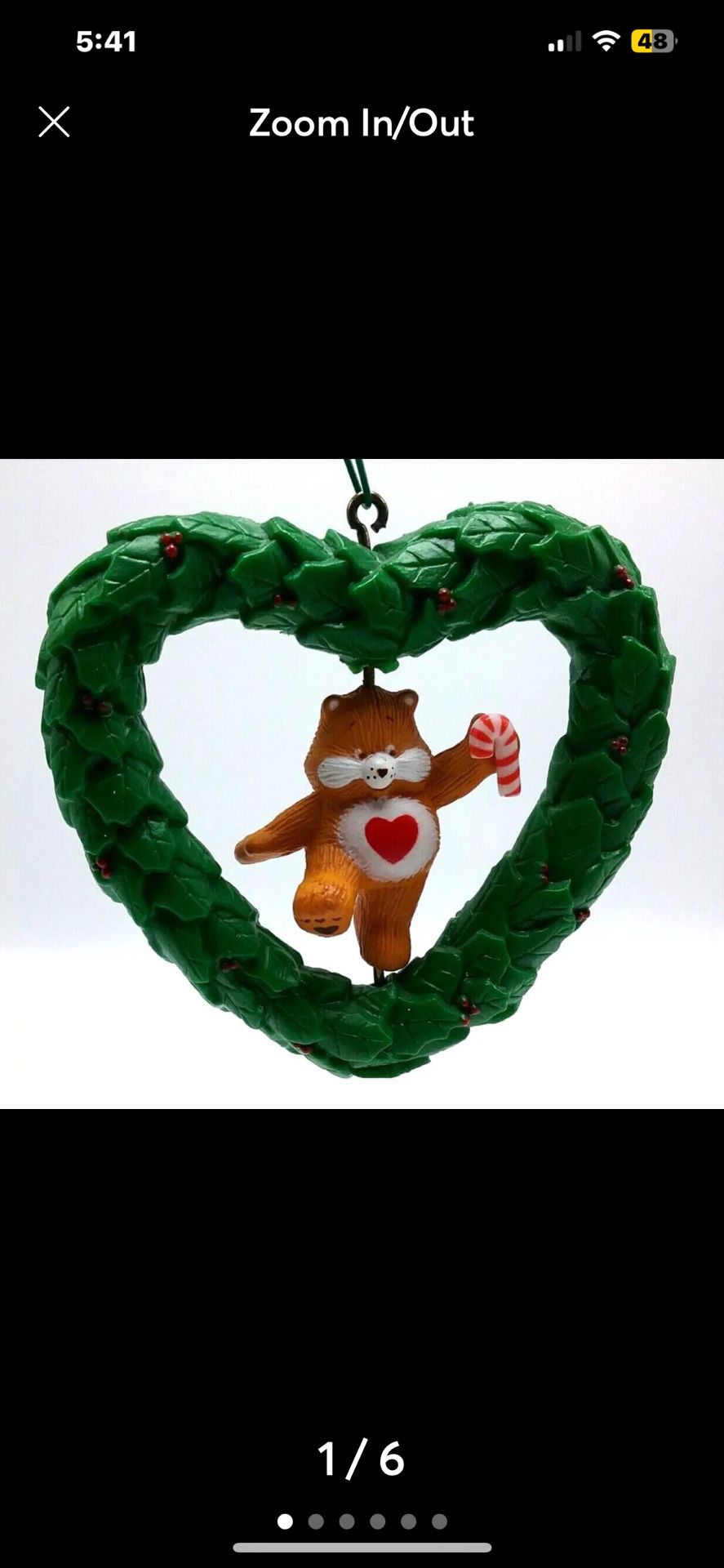 Vintage Care Bears Tenderheart Spinning Wreath Christmas Tree Ornament 1984