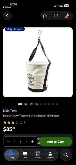 Klein tools Heavy-Duty Tapered Wall Bucket 15 Pocket