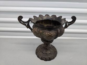 India - Ornate Metal Pedestal Urn - Bronze / Brass