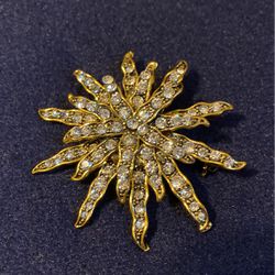 Goldstone Brooch/pendant With Sparkly Rhinestones