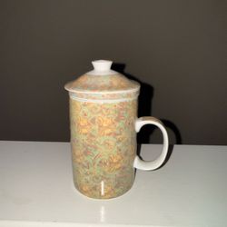 Ceramic Tea Mug with Lid and Removable Infuser Strainer