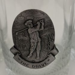 Vintage Golf Swing Glasses With Pewter Medallion