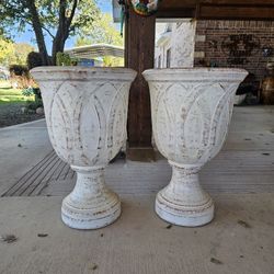 XL Rustic White Urns Clay Pots, Planters, Plants. Pottery, Talavera $105 cada una