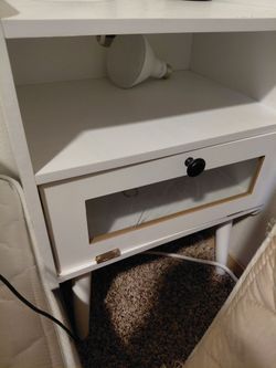 White Nightstand with usb/reg outlet plug-in