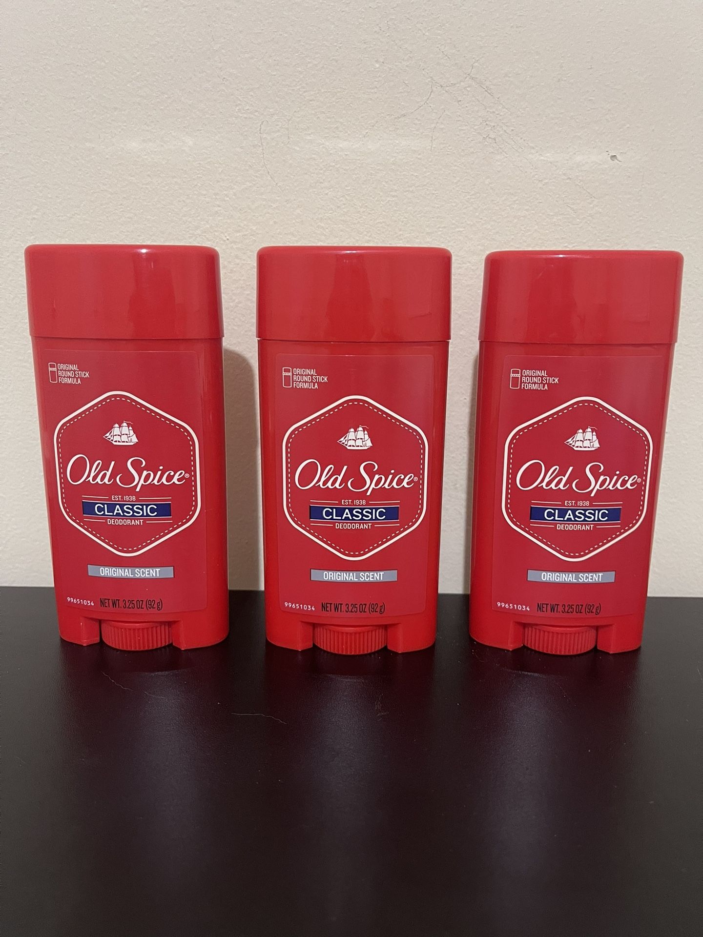 3pack Old Spice Classic Men's Deodorant, Solid Stick, Original Scent, 3.25 oz