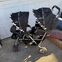 Safe Plus Foldable Twin Baby Double Stroller Kids Jogger Travel Infant Pushchair Black