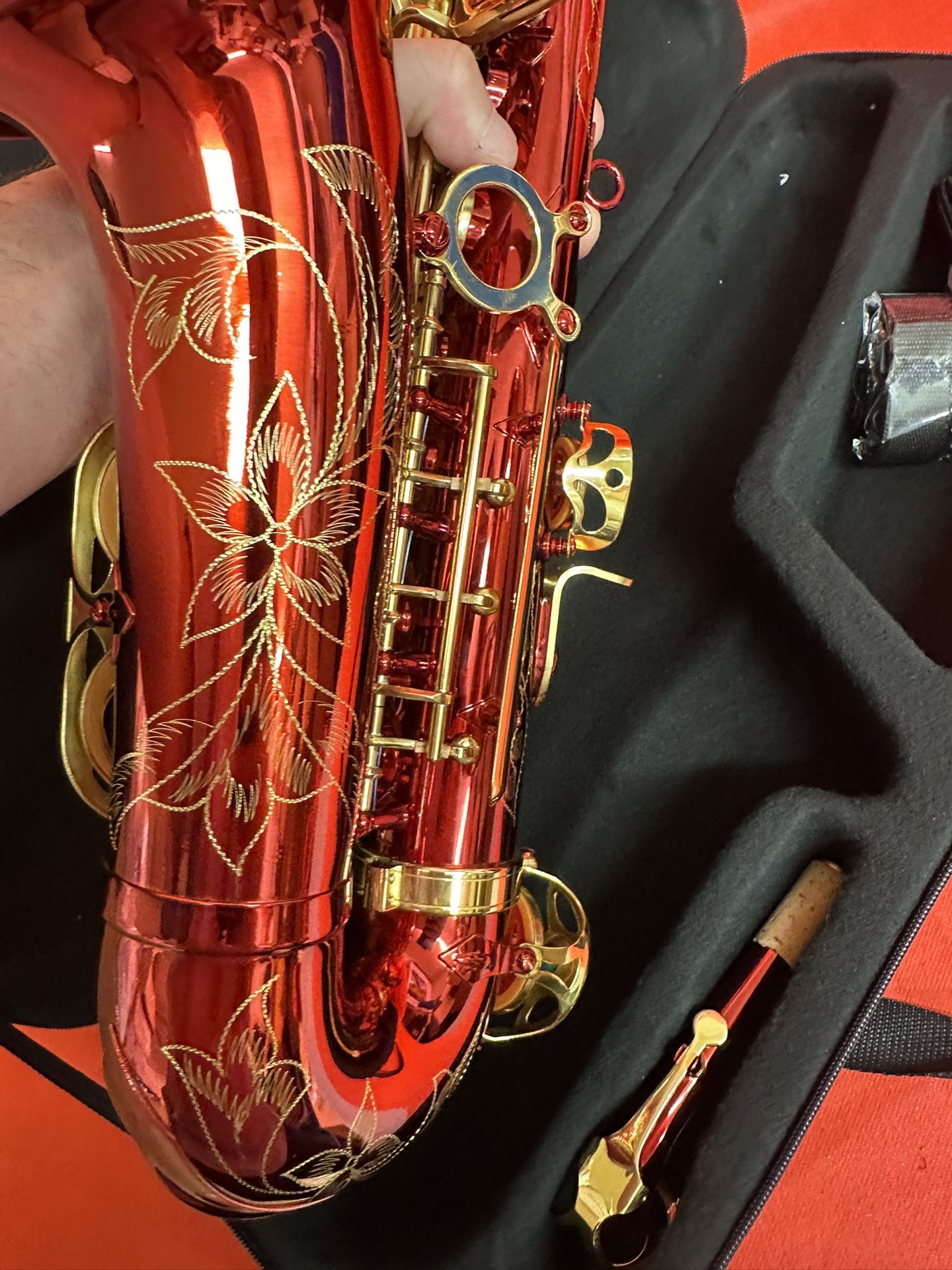 Beautiful Red Alto Saxophone with New Mouthpiece and Box of Reeds $360 Firm