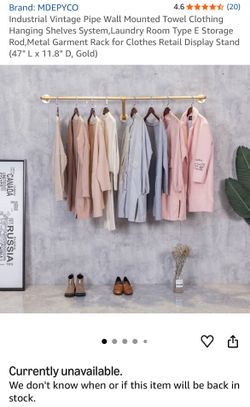 Gold Pipe Wall Mount Clothing Rack