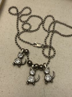 925 3 Silver Cat Necklace 