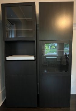 2 Black painted cabinets