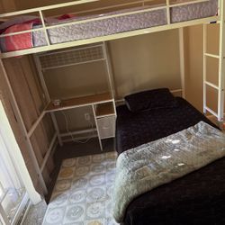 Bunk Bed With Desk, 1 Mattress Included 