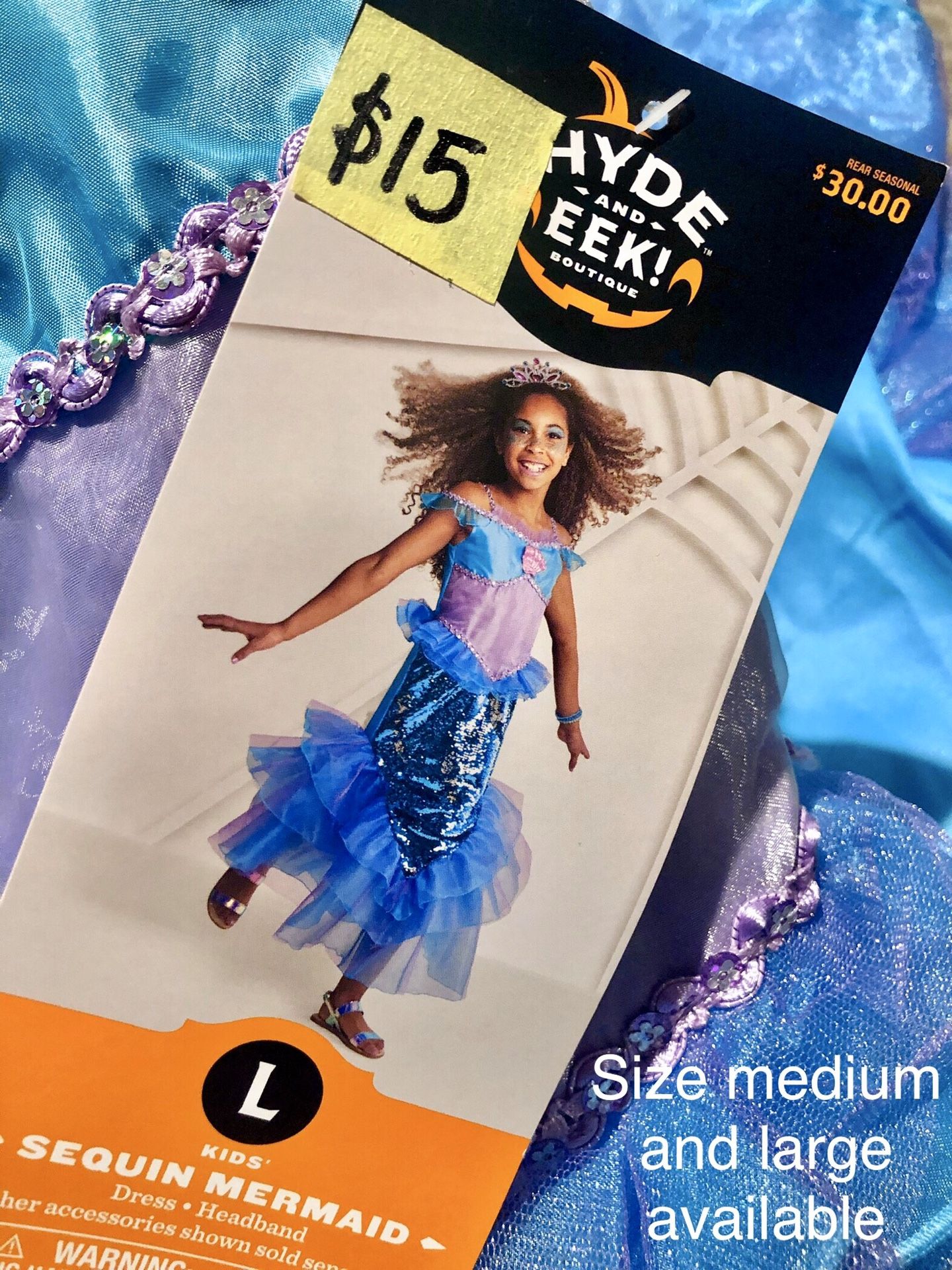 NEW Sequin Mermaid Halloween Costume size medium and large (kids)