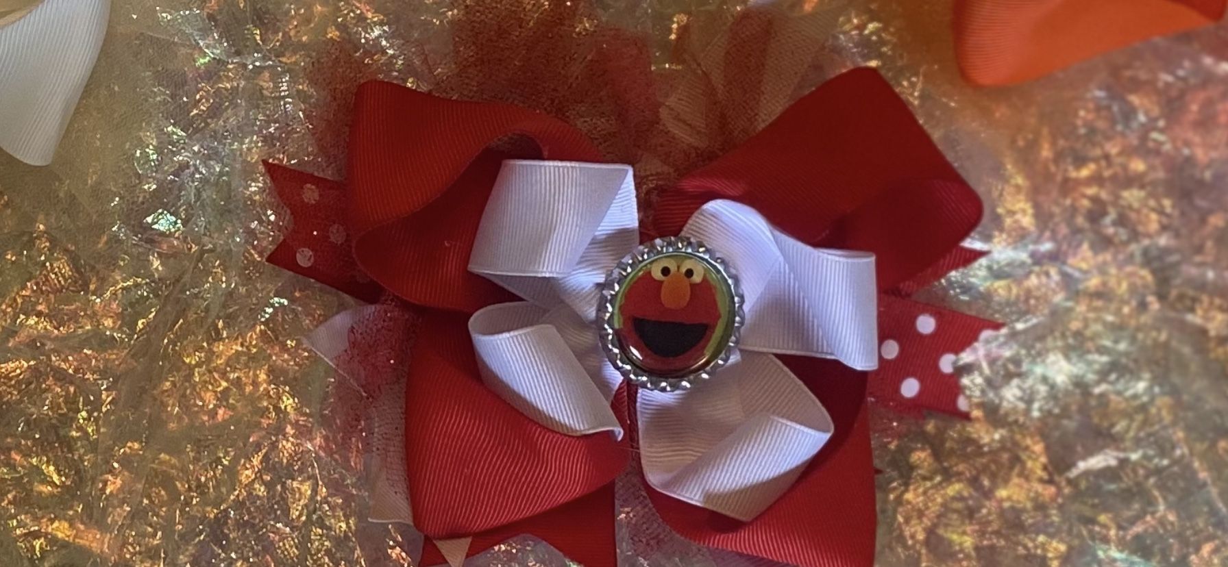 “ Hair Bow Red Elmo Street “ Homemade
