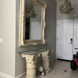 Large Mirror Matching Table Columns 