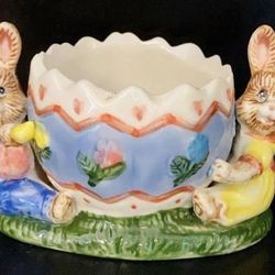 Ks Collection Ceramic Holiday Easter Bunny Rabbit Figurine Egg Candy Appetizer Bowl Plant Flower Vase Home Decoration Accent