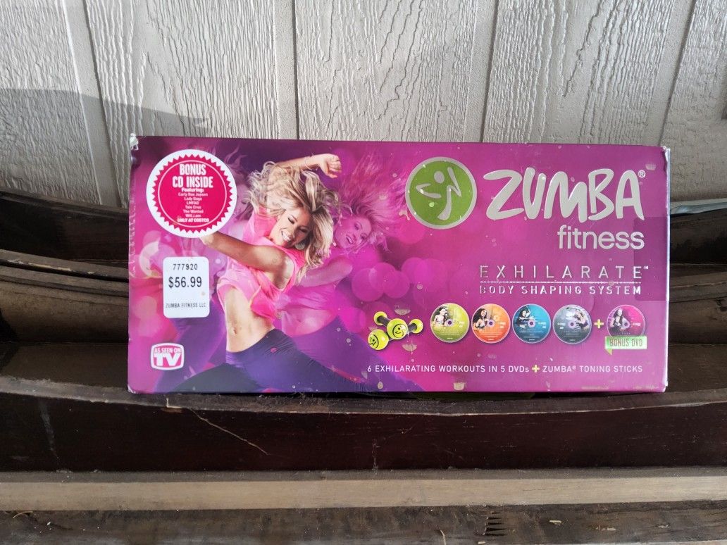 ZUMBA FITNESS EXHILARATE 5 CD Box Set w/toning Sticks Sealed