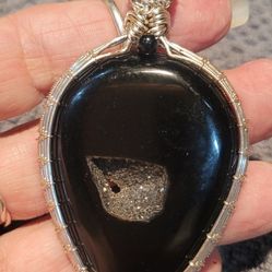 Black Onyx Druzy PENDANT 