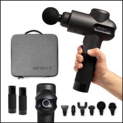 Infinity PR Pro Endurance Percussion Massage Device (Black) Swappable Battery Included 45W high Torque and Performance brushless Motor Eight Hour Tota