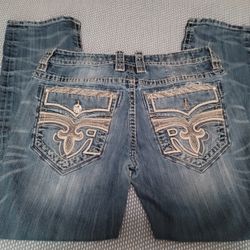 Men's Rock Revival Jeans Size 34x32 Slim Straight $65 Pickup In Oakdale 