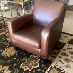 Beautiful New Faux Leather Club Chair In Tobacco Color 