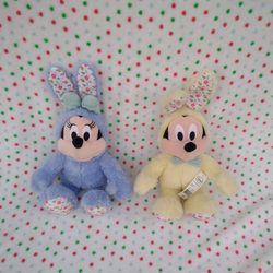 Disney Store 2020 Mickey Mouse in Yellow & Minnie in Blue Bunny  NWT HTF