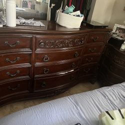 Wood Dresser And Side table 