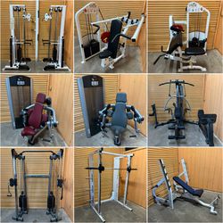 Tons of Commercial Gym Equipment- Squat Rack, Functional Trainer, Weight Bench, Leg Press, Dumbbell Cybex, Nautilus Etc