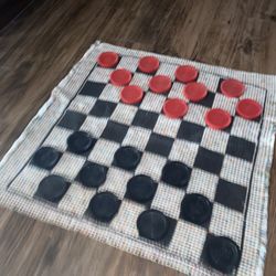 Jumbo Checker Board Game With Carpet And Large Pieces 12 Red/12 Black