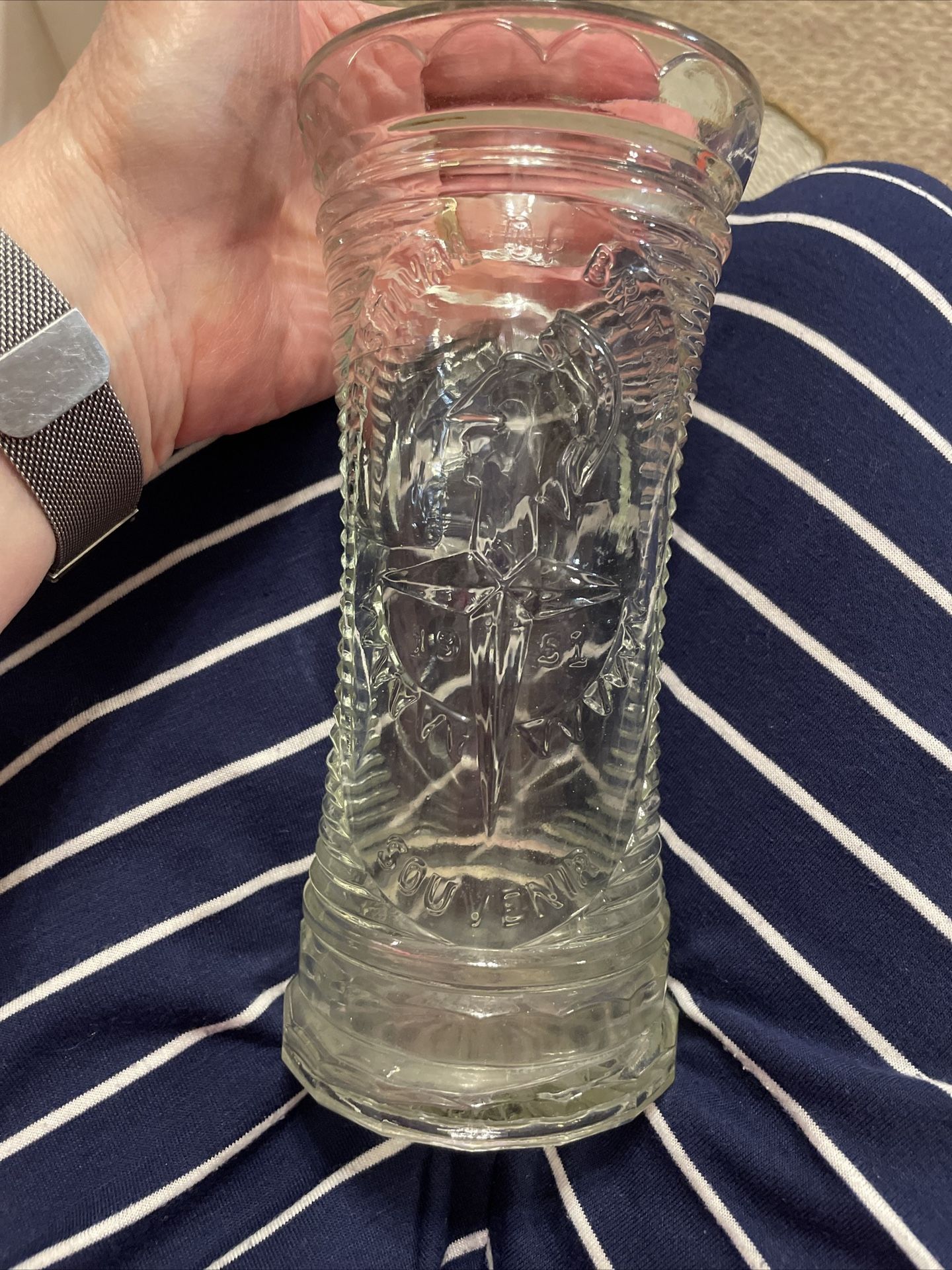1951 Celery Festival Of Britain Souvenir Glass Vase Collectible 7” Tall