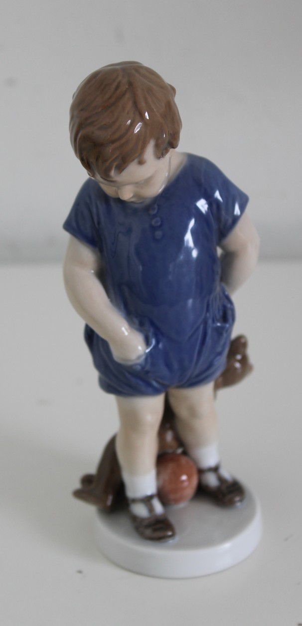 Vintage Royal Copenhagen Porcelain Figurine Little Boy With Teddy Bear #3468