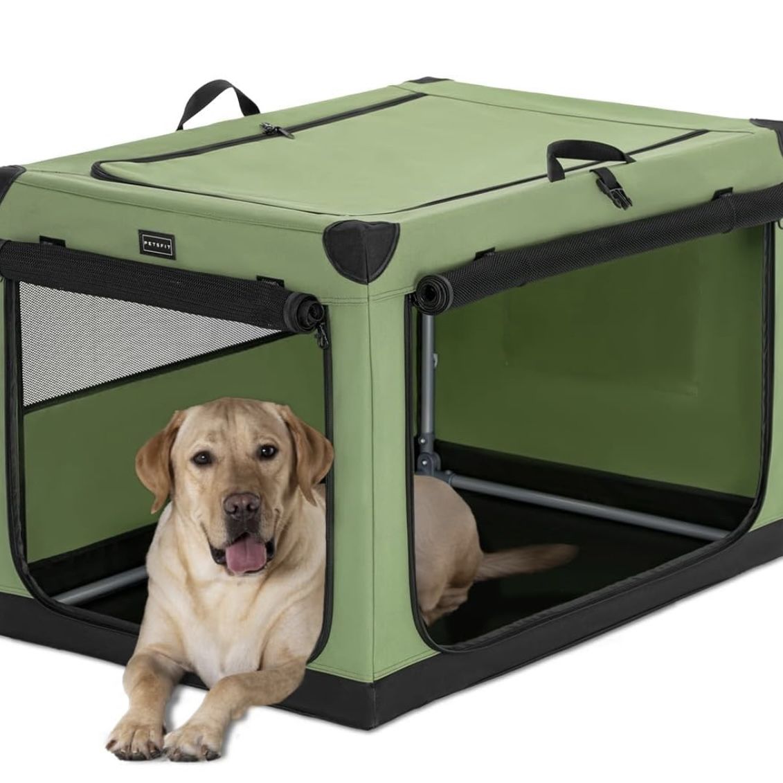 Petsfit Dog Crates for Medium Dogs, 36" L x 24" W x 23" H Adjustable Fabric Cover by Spiral Iron Pipe, Strengthen Sewing Fabric Dog Crate 3 Door Desig