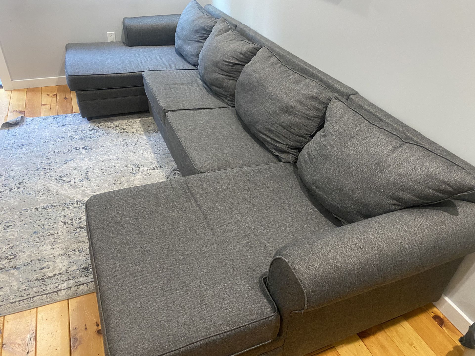 FREE DELIVERY AND INSTALLATION - Katie Gray 3 Piece Double Face Chaise Sectional Bob’s Furniture