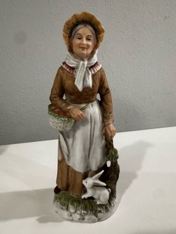 Vintage Homco Farmer & Wife Figurines 1409 Home Interiors Country Porcelain Set
