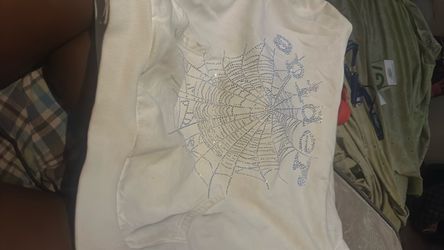 White Rhinestone Spiderweb Graphic T-Shirt