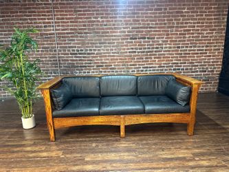 Delivery Available Leather sofa couch with wooden frame