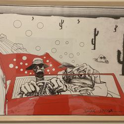 Fear & Loathing In Las Vegas Poster Reprint - By Ralph Steadman - Natural Wood Frame 