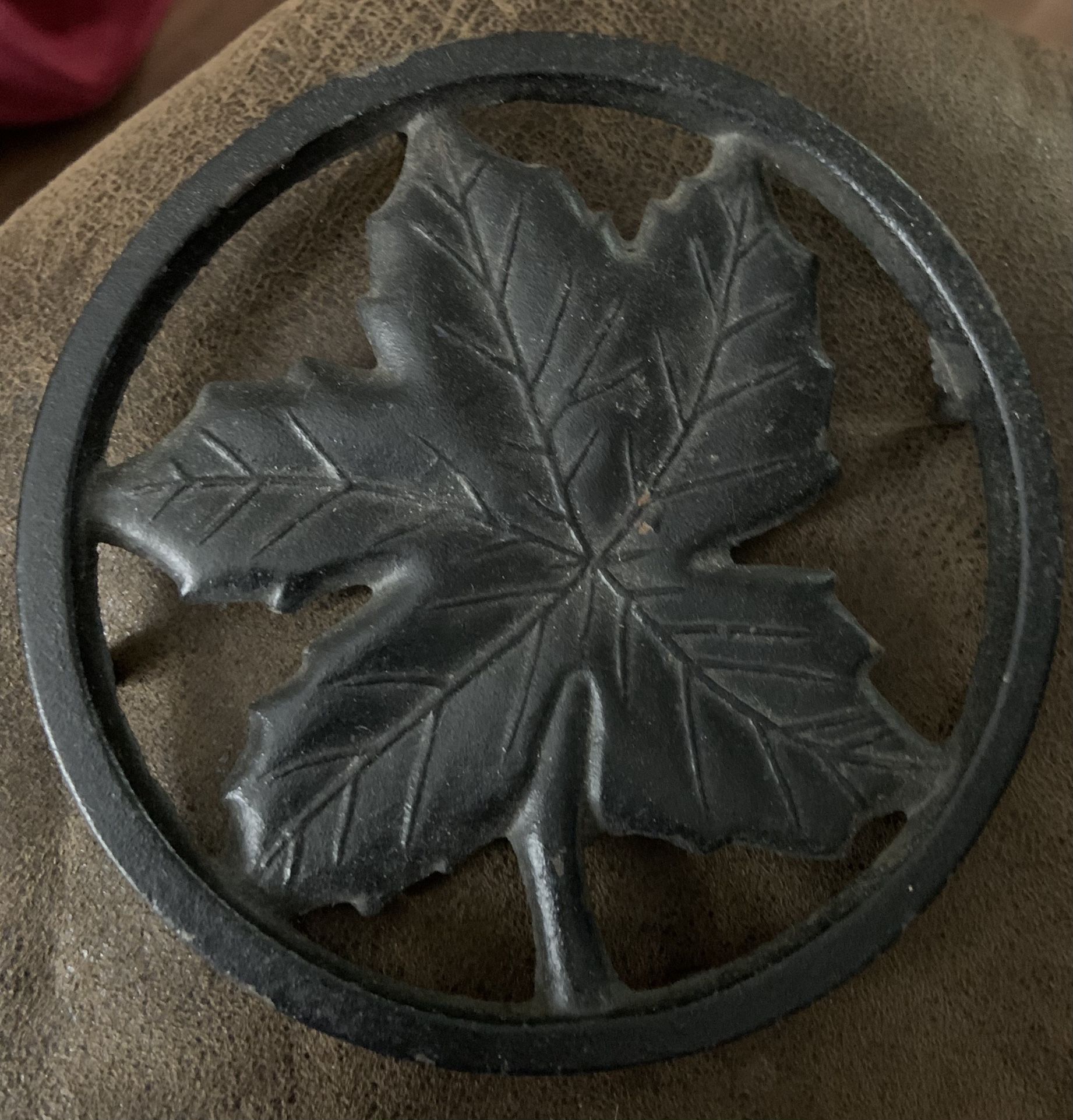 Vintage Maple Leaf Black Trivet Cast iron Set of two