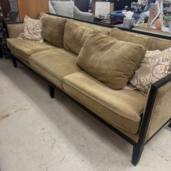 Alexander Tight Back Sofa w/a black frame & gold fabric - 102” x 35” - Originally $5100